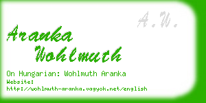 aranka wohlmuth business card